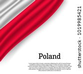 waving flag of Poland on white background. Template for independence day. vector illustration