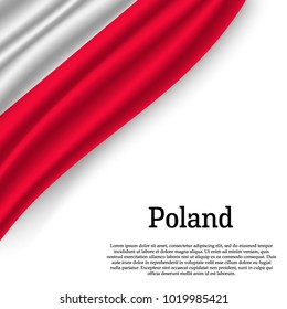 waving flag of Poland on white background. Template for independence day. vector illustration