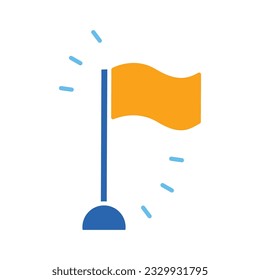 Waving flag in pole colour icon vector. Youth and sport day vector illustration for game interface, web, graphic design, UI, and app. 