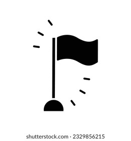 Waving flag in pole glyph icon vector. Youth and sport day vector illustration for game interface, web, graphic design, UI, and app.