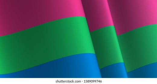 Waving flag of Polysexual. LGBT, LGBTQ, LGBTQ+ Template, banner, background. Month pride. Symbol, illustration. 