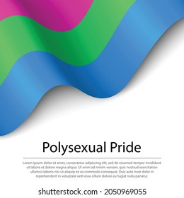 Bandera ondeando el Orgullo Polisexual sobre fondo blanco. Plantilla vectorial de banderas o cintas 