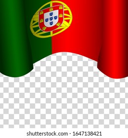 Waving flag of portugal for independence Day isolated on transparent background