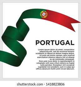 waving flag of Portugal on white background. Template for independence day. vector illustration - Vector