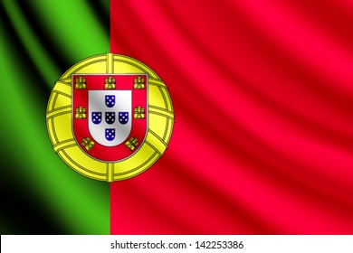 Waving flag of Portugal, vector