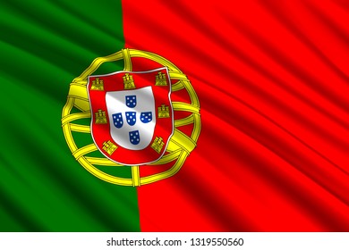 waving flag of Portugal. Vector illustration