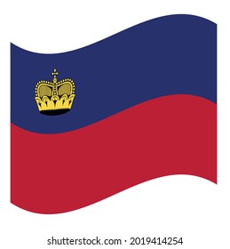 Waving Flag Principality Of Liechtenstein. Vector. Accurate dimensions, elements proportions and colors