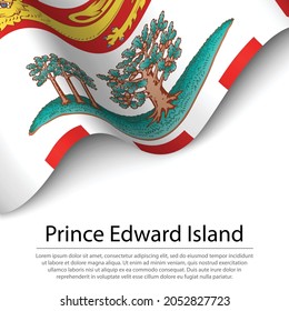 Waving flag of  is a province of Canada on white background. Banner or ribbon vector template 