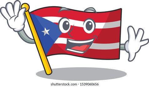 Waving flag puerto rico with the character