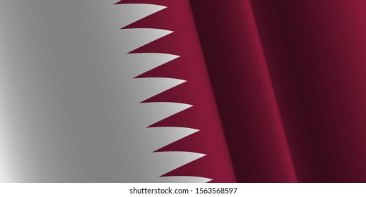 Waving flag of Qatar. Template, banner, background. National holiday. Independence Day. Symbol, illustration.