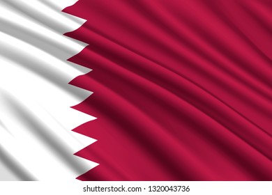 waving flag of Qatar. Vector illustration