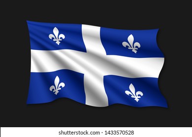 waving flag of Quebec on black background. Template for design