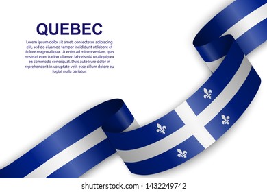 waving flag of Quebec on white background. Template for design