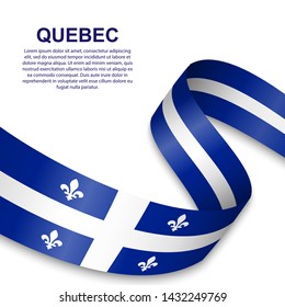 waving flag of Quebec on white background. Template for design