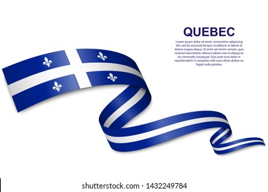 waving flag of Quebec on white background. Template for design