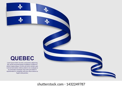 waving flag of Quebec on white background. Template for design