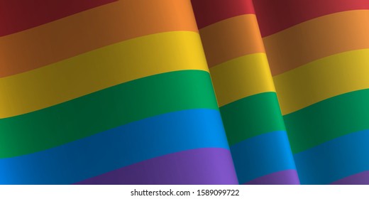 Waving flag of Rainbow. LGBT, LGBTQ, LGBTQ+ Template, banner, background. Month pride. Symbol, illustration. 