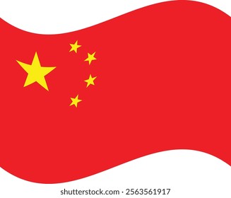 Waving Flag Rectangle China Flag with Red Color and Five Yellow Star