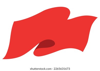 Waving flag. Red flag template on white background. National flag waving symbol. Banner design mockup element