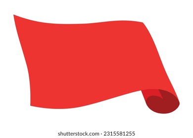 Waving flag. Red flag template on white background. National flag waving symbol. Banner design mockup element