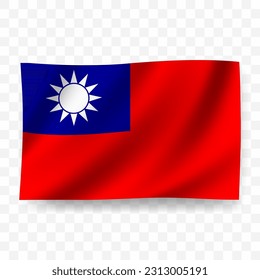 Waving Fahne der Republik China. Illustration der Flagge auf transparentem Hintergrund (PNG).