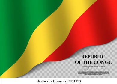 waving flag of Republic of the Congo on transparent background. Template for independence day. vector illustration