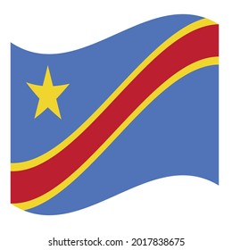 Waving Flag Republic of The Congo. Vector. Accurate dimensions, elements proportions and colors