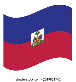 Waving Flag Republic Of Haiti. Vector. Accurate dimensions, elements proportions and colors