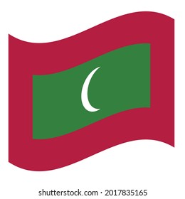 Waving Flag Republic of Maldives. Vector. Accurate dimensions, elements proportions and colors