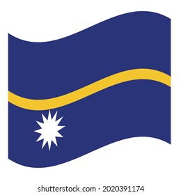 Waving Flag Republic of Nauru. Accurate dimensions, elements proportions and colors