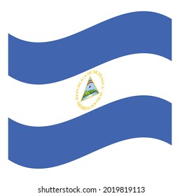 Waving Flag Republic Of Nicaragua. Vector. Accurate dimensions, elements proportions and colors