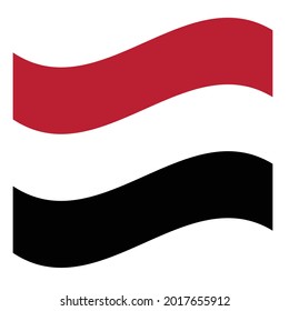 Waving Flag The Republic of Yemen. Vector. Accurate dimensions, elements proportions and colors