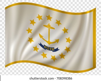 Waving Flag of Rhode Island is a state of USA. Vector illustration