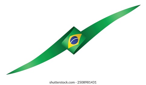 Waving flag and ribbons with Brazilian symbols.7 De Septembro Brasil Independencia. Brazil Independence Day September 7th with flag, and ribbon illustration,vector.