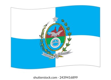 Waving flag of Rio de Janeiro. Vector illustration.