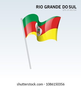 Waving flag of Rio Grande do Sul states,federal district of Brazil isolated on gray background