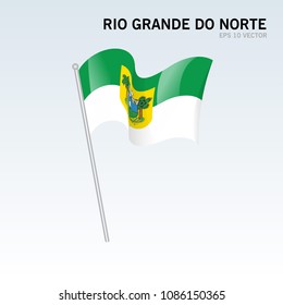 Waving flag of Rio Grande do Norte states,federal district of Brazil isolated on gray background