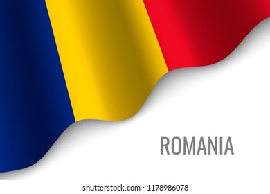 waving flag of Romania with copyspace. Template for brochure. vector illustration