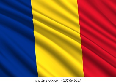 waving flag of Romania. Vector illustration