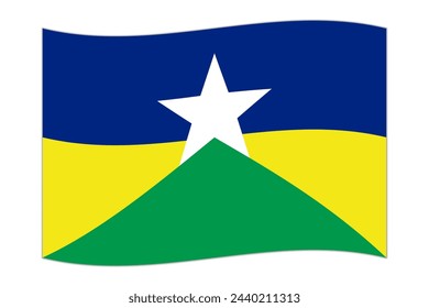 Waving flag of Rondonia. Vector illustration.