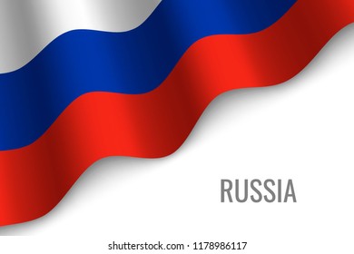 waving flag of Russia with copyspace. Template for brochure. vector illustration