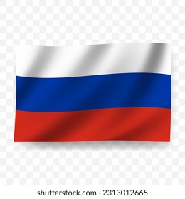 Waving flag of Russia. Illustration of flag on transparent background(PNG).