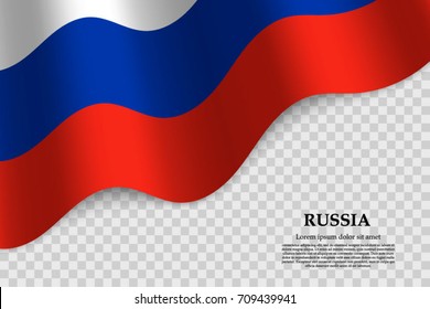 waving flag of Russia on transparent background. Template for independence day. vector illustration