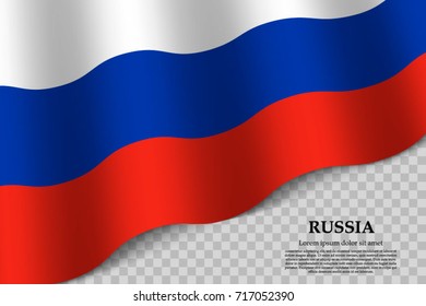 waving flag of Russia on transparent background. Template for independence day. vector illustration