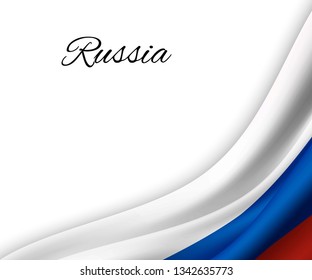waving flag of Russia on white background. Template for independence day. vector illustration