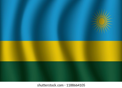 Waving  Flag of Rwanda. Rwanda Icon vector illustration eps10.