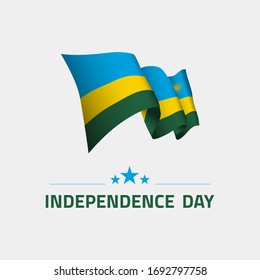 Waving flag of Rwanda for independence day greeting card, banner and social media isolated on white background vector illustration EPS 10
