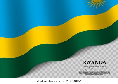 waving flag of Rwanda on transparent background. Template for independence day. vector illustration
