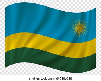 Waving Flag of Rwanda. Vector illustration