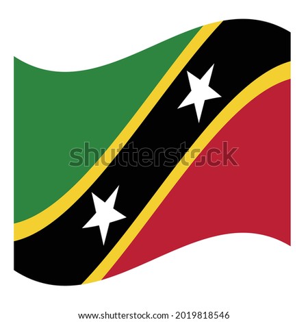 Waving Flag Saint Kitts and Navis. Vector. Accurate dimensions, elements proportions and colors